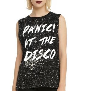 NWOT Panic! at the Disco paint splatter muscle tank.